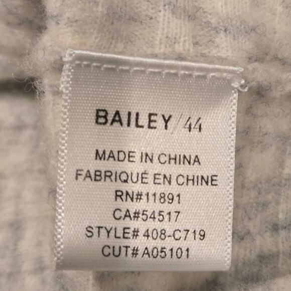 Bailey 44 Slope Merino Wool Off-Shoulder Ribbed Sweater Heather Gray Cream XS - Picture 9 of 12